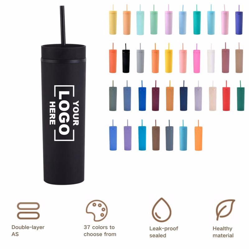 16oz Double Layer Plastic Straw Cup
