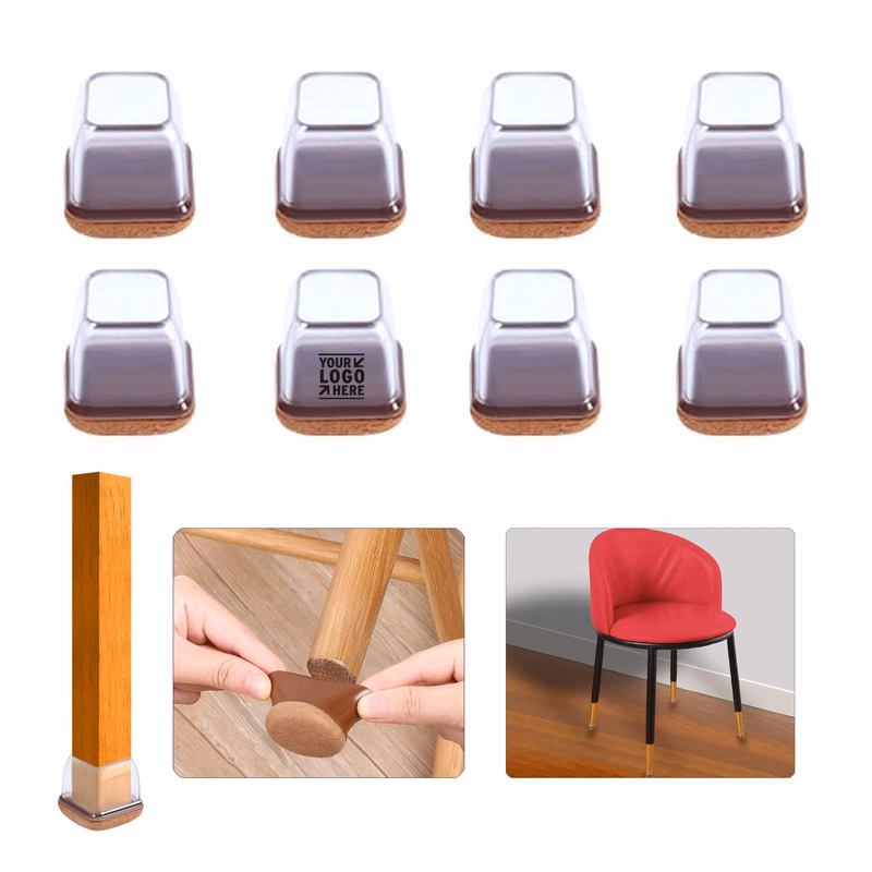 Fit 0.8-1.1'' Furniture Hardwood Floor Protectors Clear Silicone Chair Leg Cap with Felt