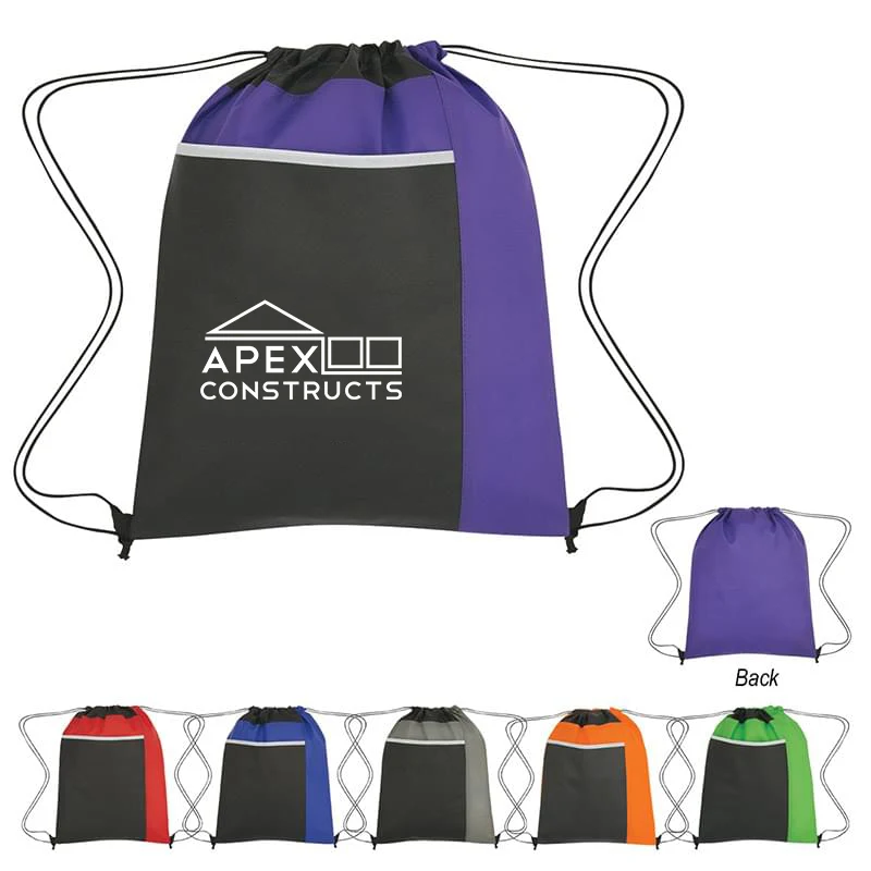 Water-Resistant Bicolored Drawstring Knapsack 1