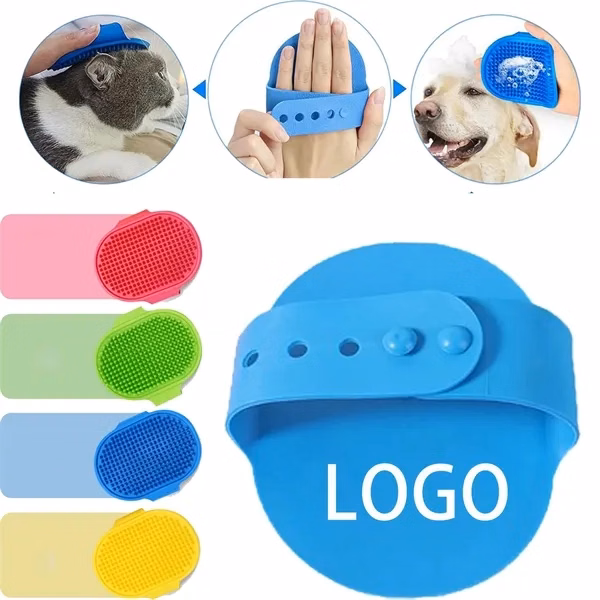 Custom Silicone Pet Bath Grooming Brush Glove 5.3 Inch — Pet Care Essential