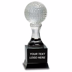 Crystal: 9" Golf ball on Black Base