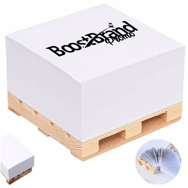 Custom Wooden Pallet Sticky Notes 2.95 Inch with Color Imprint — Office Giveaway