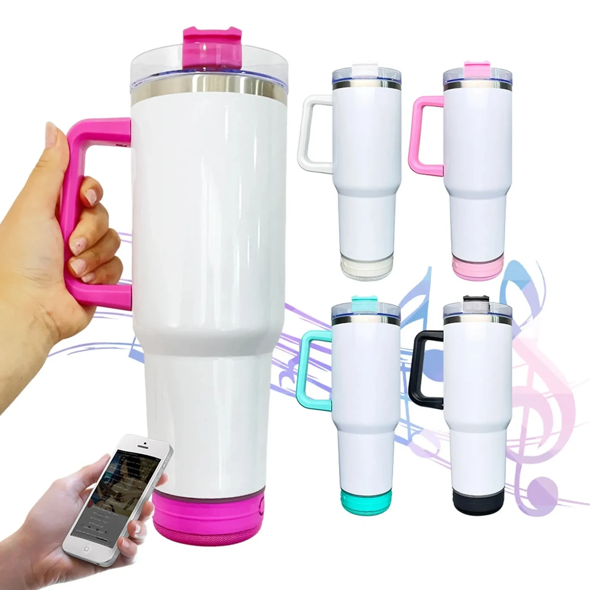 40 Oz. Double Wall Tumbler with Wireless Speaker and Handle 1