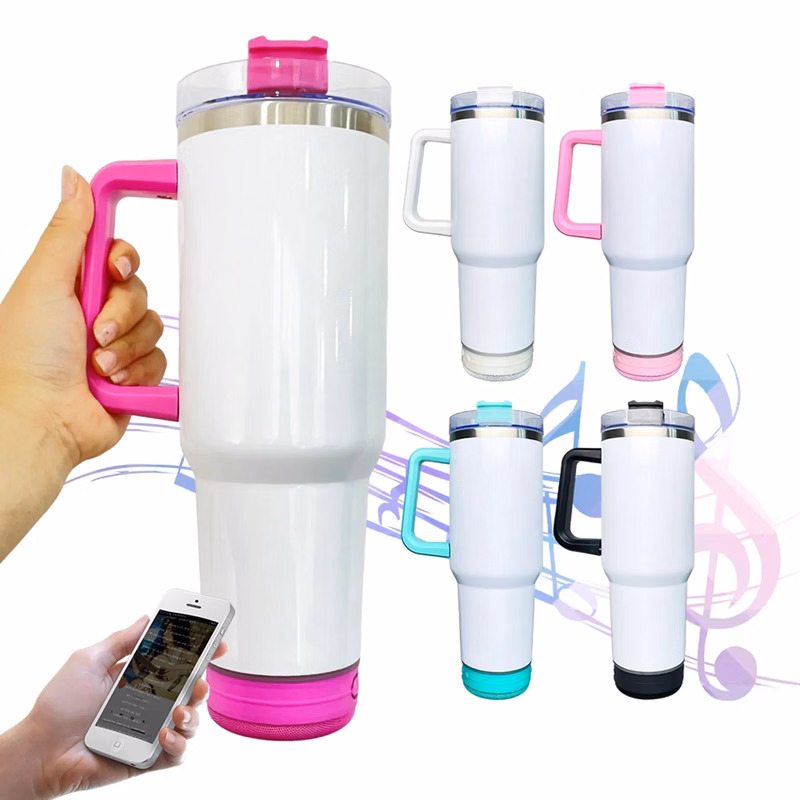 40 Oz. Double Wall Tumbler with Wireless Speaker and Handle