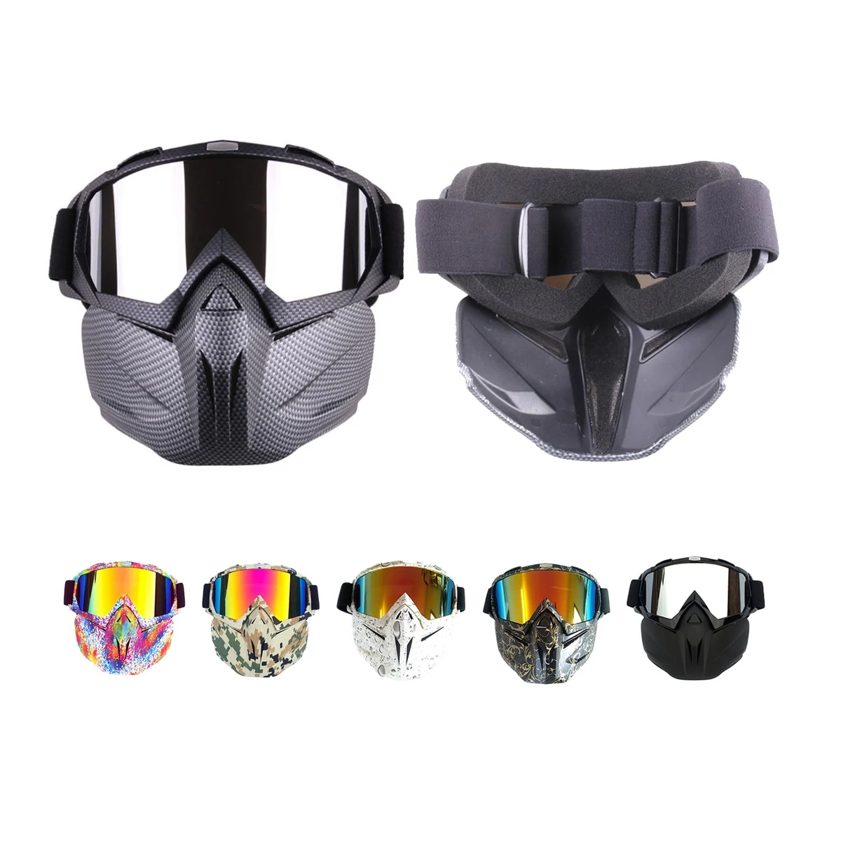 Motorcycle Helmet Riding Goggles Glasses With Face Mask 1