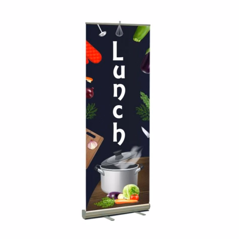 Breakfast Pre Printed Premium Retractable Banner 33" x 80" - Blue