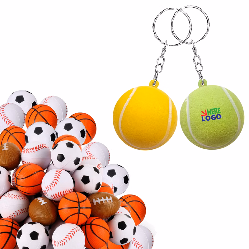 Stress-Relief PU Keychain Foam Sponge Ball Pendant