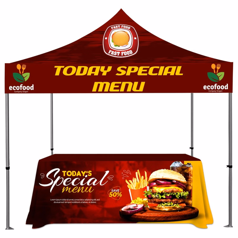10'X10' White Steel Frame Canopy Tent With 6' Table Cover
