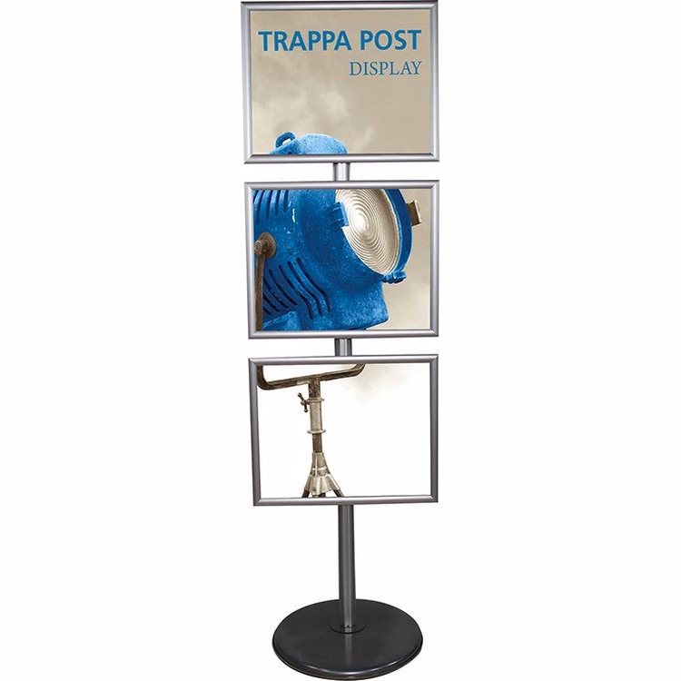 Trappa Post Stand w/ 3 Horizontal 20" x 16" Snap Edge Frames