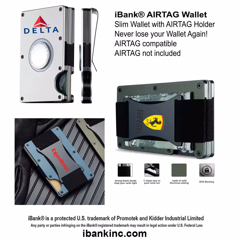 iBank ® AirTag-Compatible Slim Metal Wallet