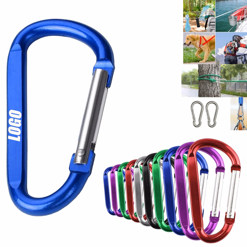 Big D Shape Flat Keychain Snap Aluminum Carabiner Hook
