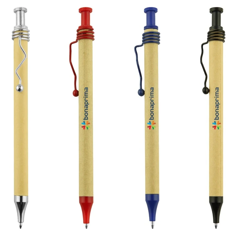 Spiral Recycled Cardboard Pen, custom pen with logo imprint 1