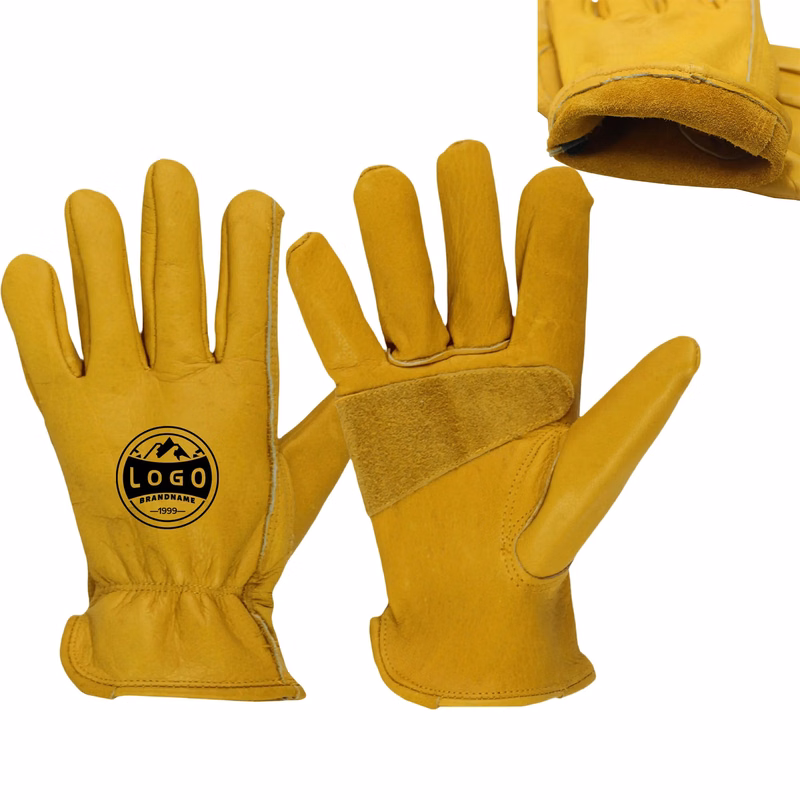 MOQ100 BC Yellow Leather Truck Driver Wrok Gloves