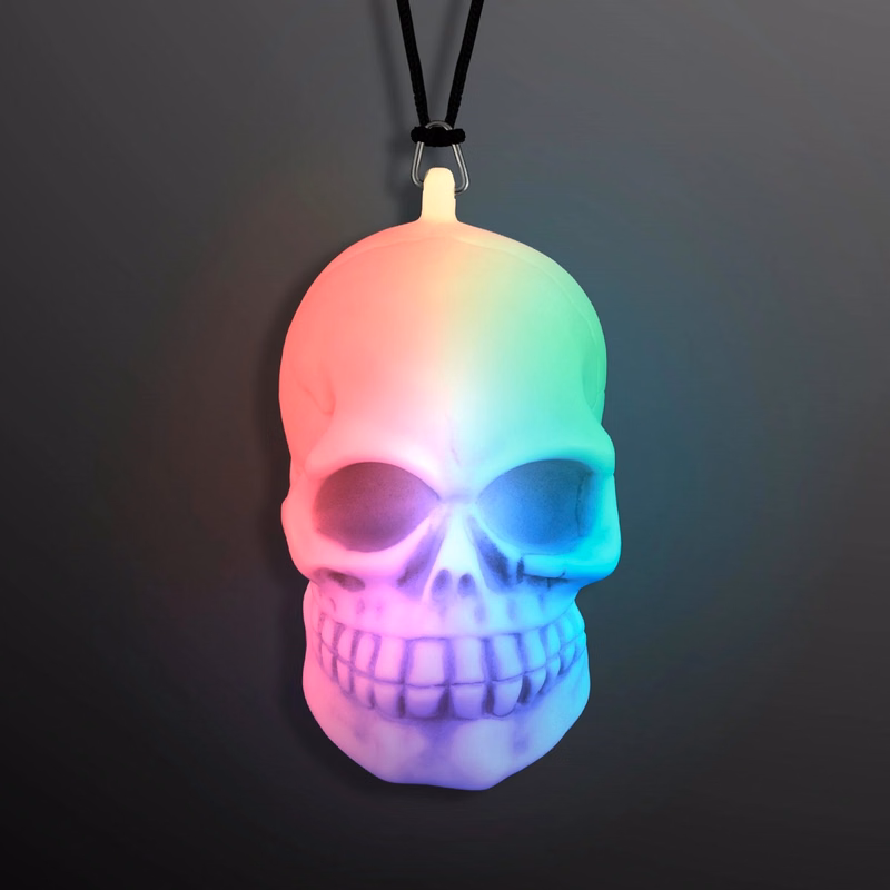 LED soft skeleton skull bead necklace
