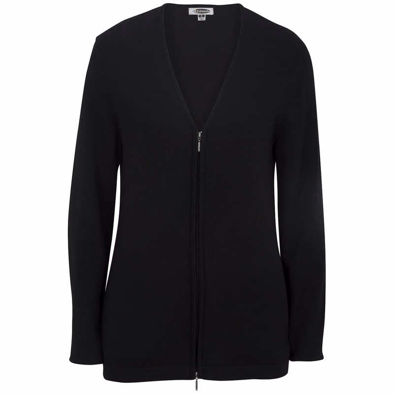 Ladies Full Zip V-Neck Cardigan Sweater