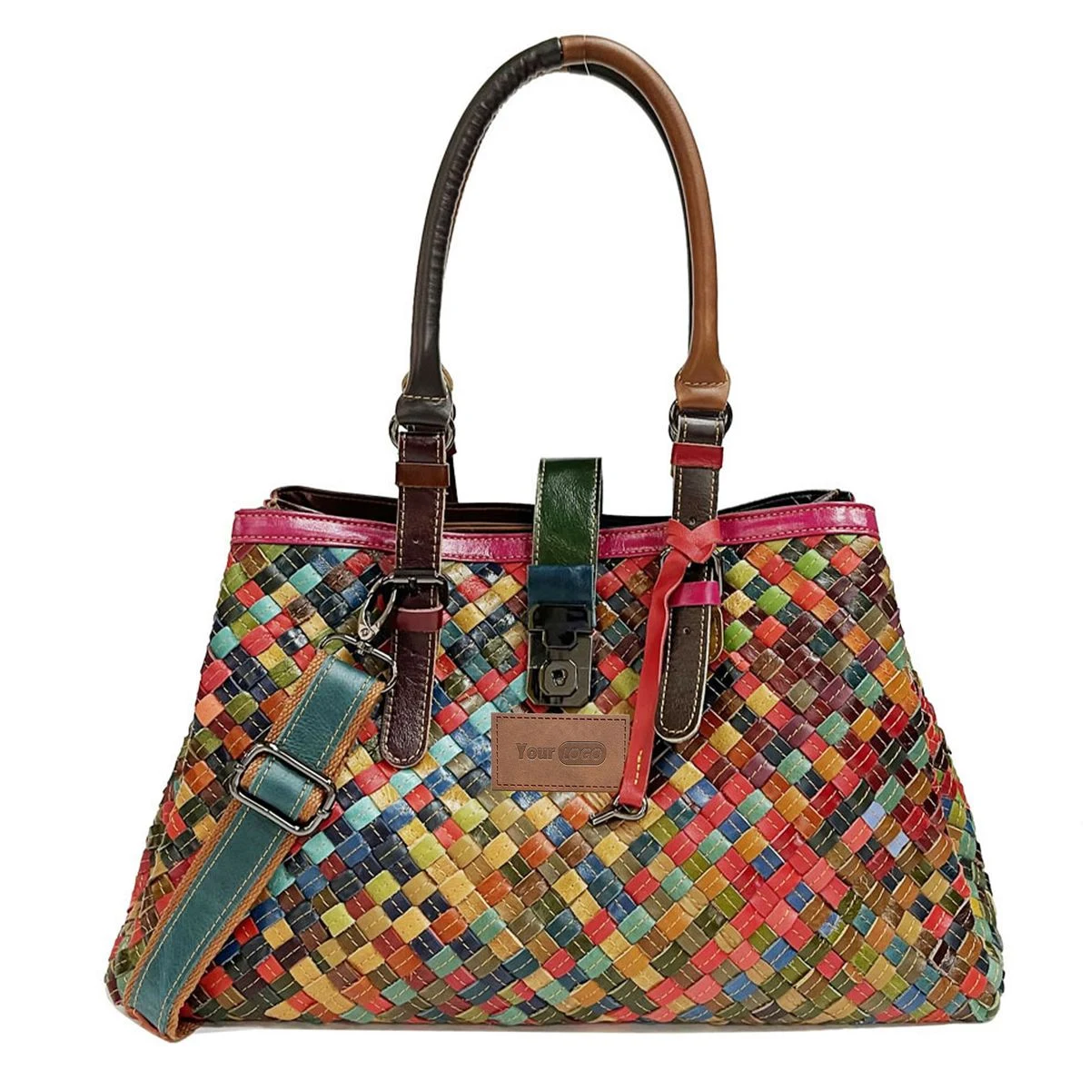 Genuine Leather Vintage woven tote cross-body bag 1