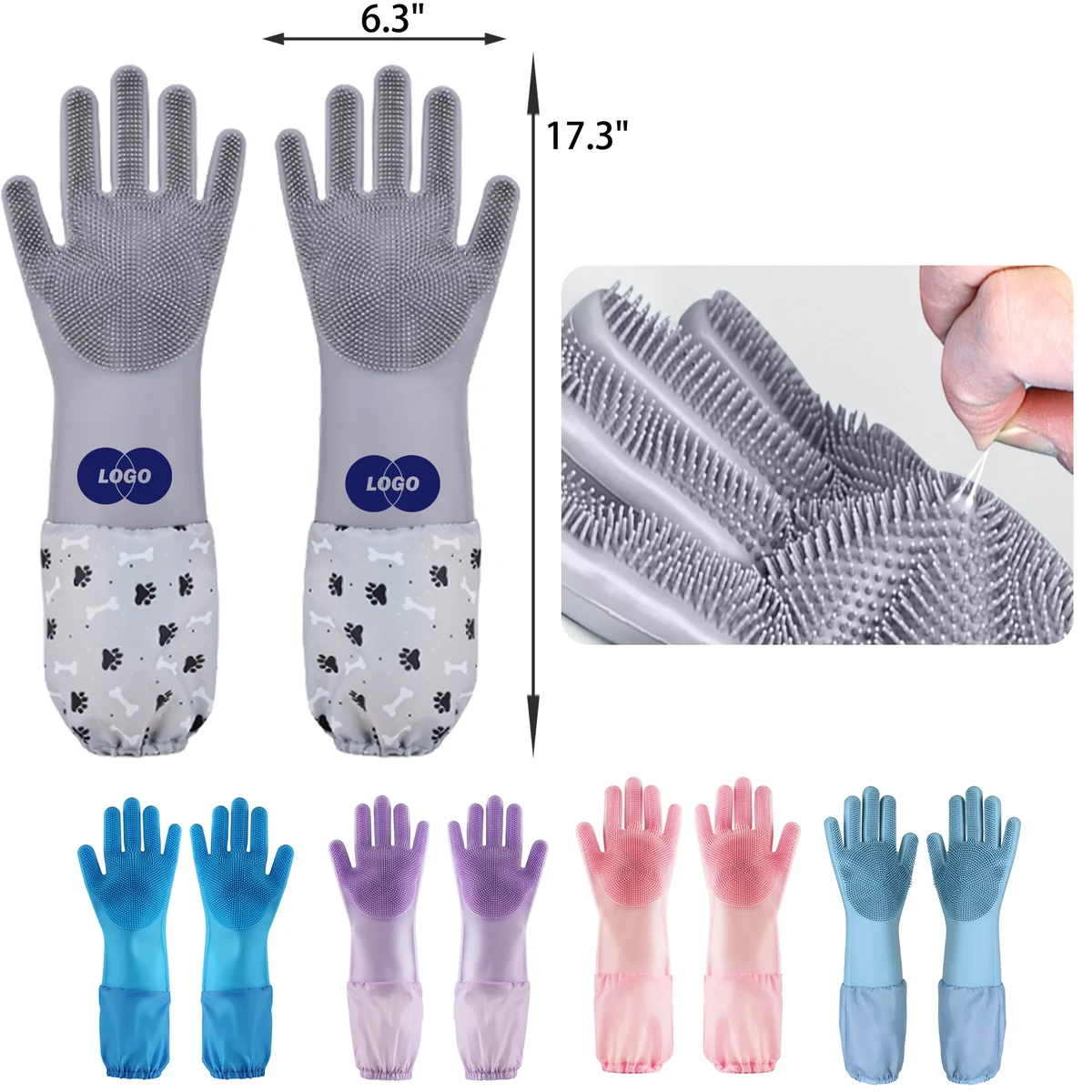 MOQ 50 PCS Stylish Long Pet Bath Silicone Gloves 1