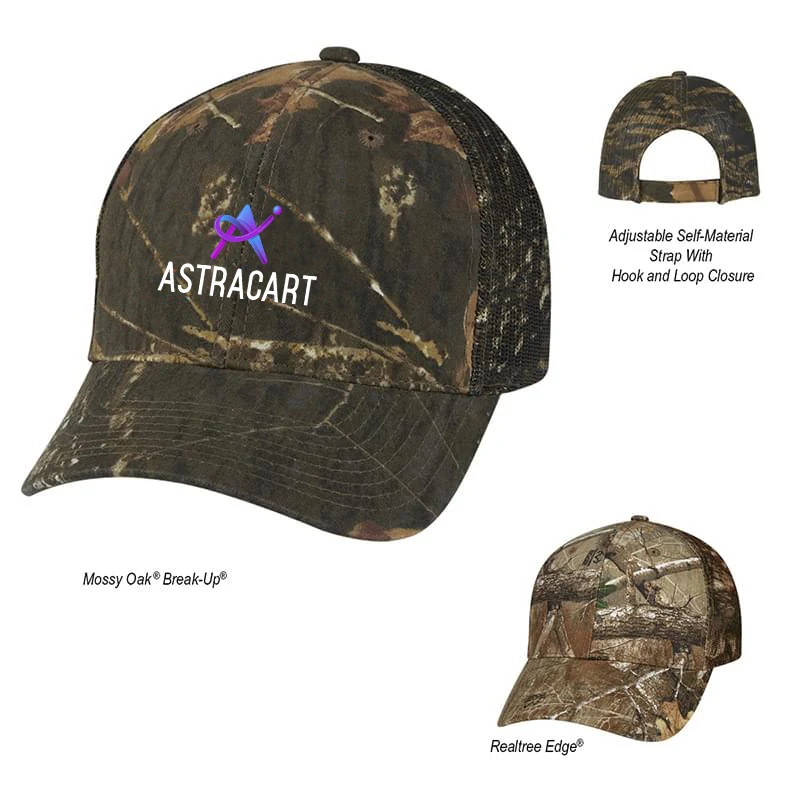 Cotton and Polyester Oak Hunter's Cap w/ a Mesh back texture 1