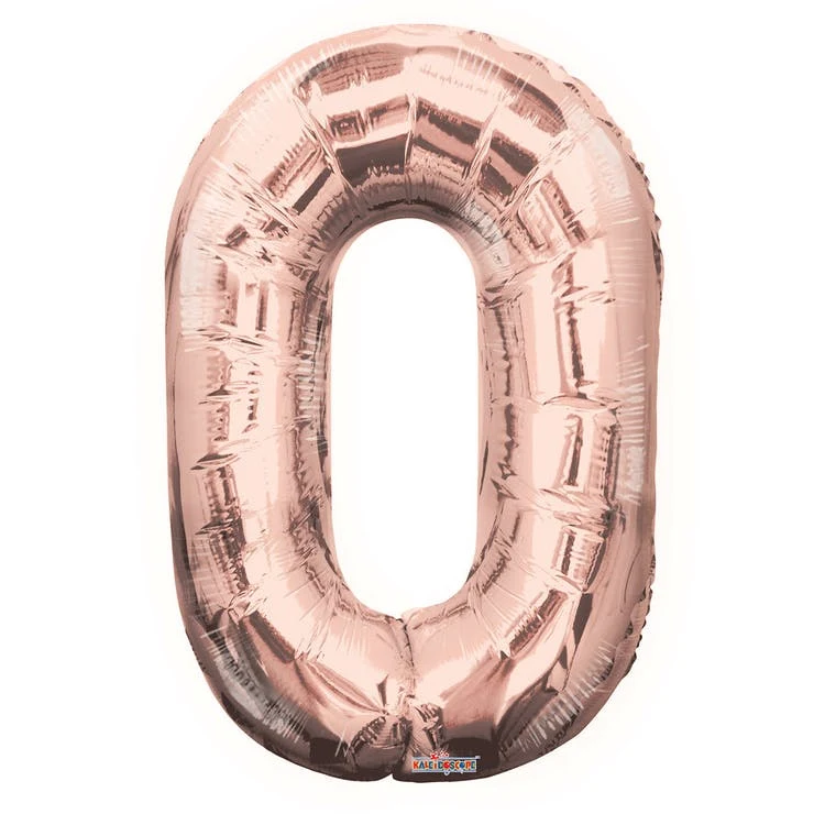 Mylar Number 0 Balloons - Rose Gold 34" 1