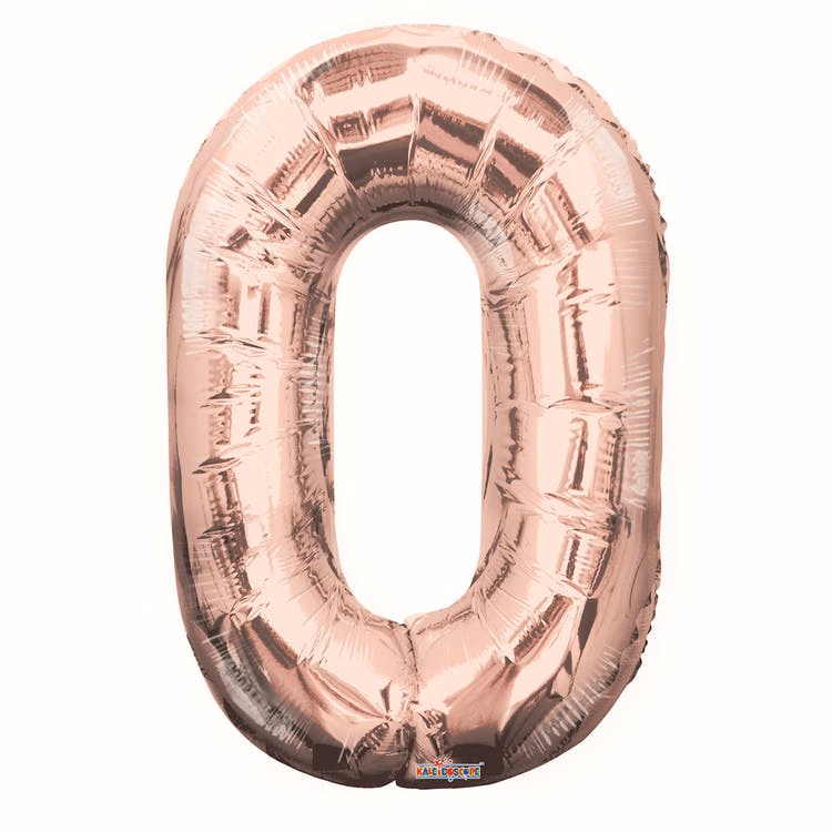 Mylar Number 0 Balloons - Rose Gold 34"