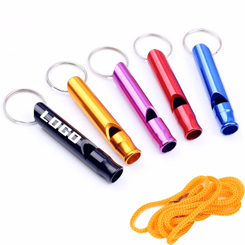 Metal Whistle Keychain With Lanyard