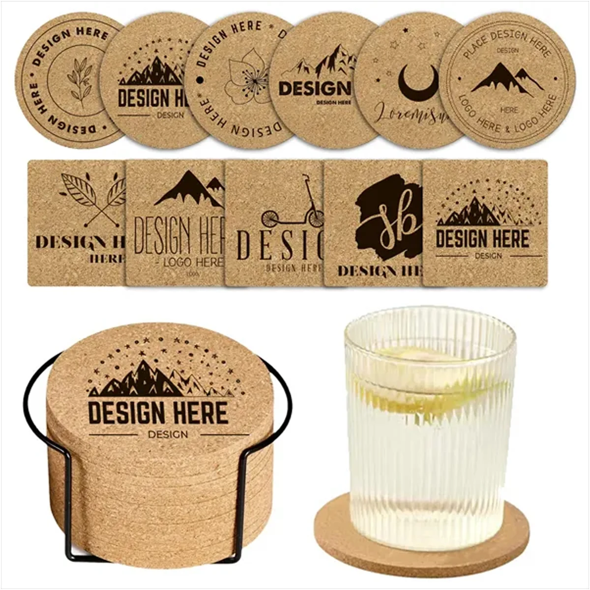 Custom Pattern Cork Coasters ?C Square & Round 1