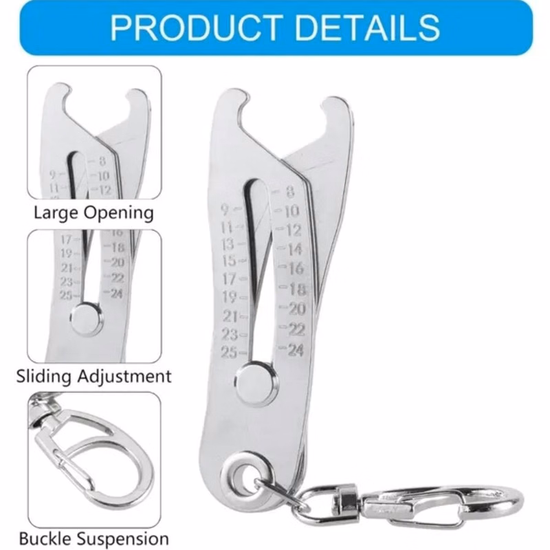 Portable keychain nut and bolt thread size verification tool