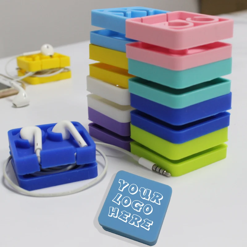 Cuboid Silicone Earbuds Case/Cord Winder 1