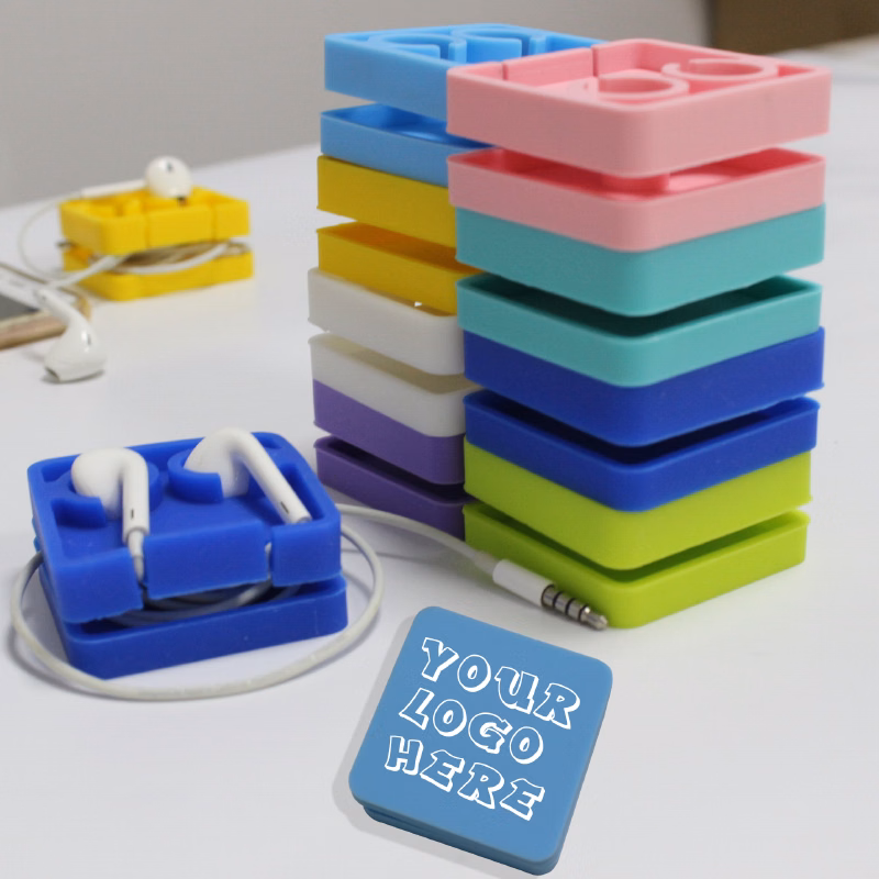 Cuboid Silicone Earbuds Case/Cord Winder