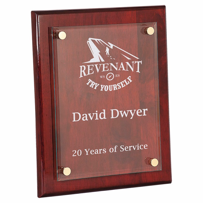 10 1/2" x 13" Rosewood Piano Finish Floating Glass Plaque