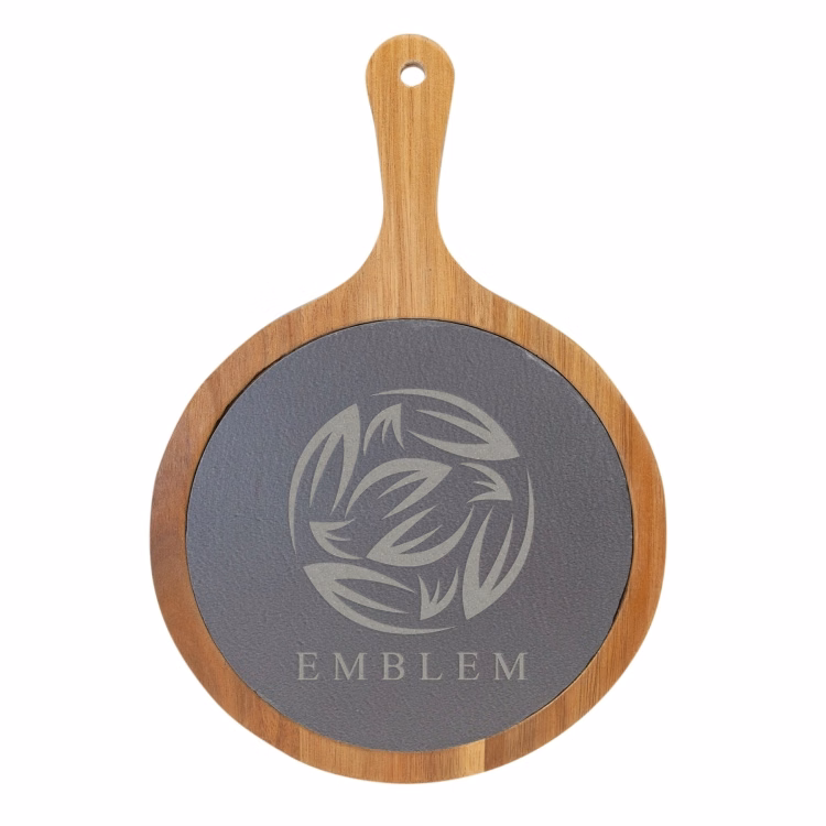 Lilly Acacia Wood & Slate Round Serving Board