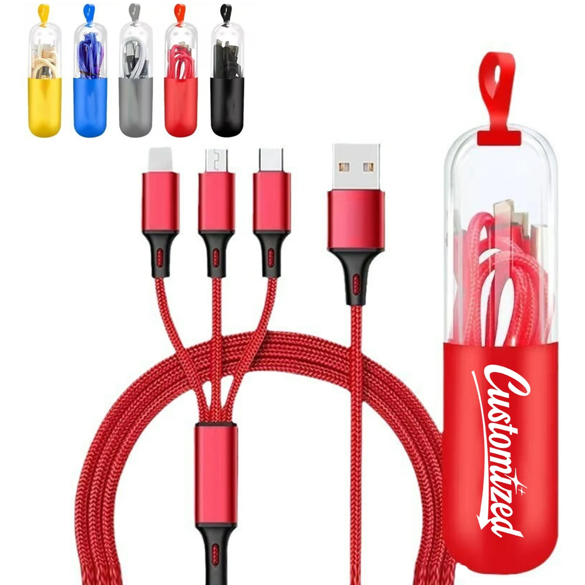 3-in-1 Charging Cable with Case USB to Type-C 1
