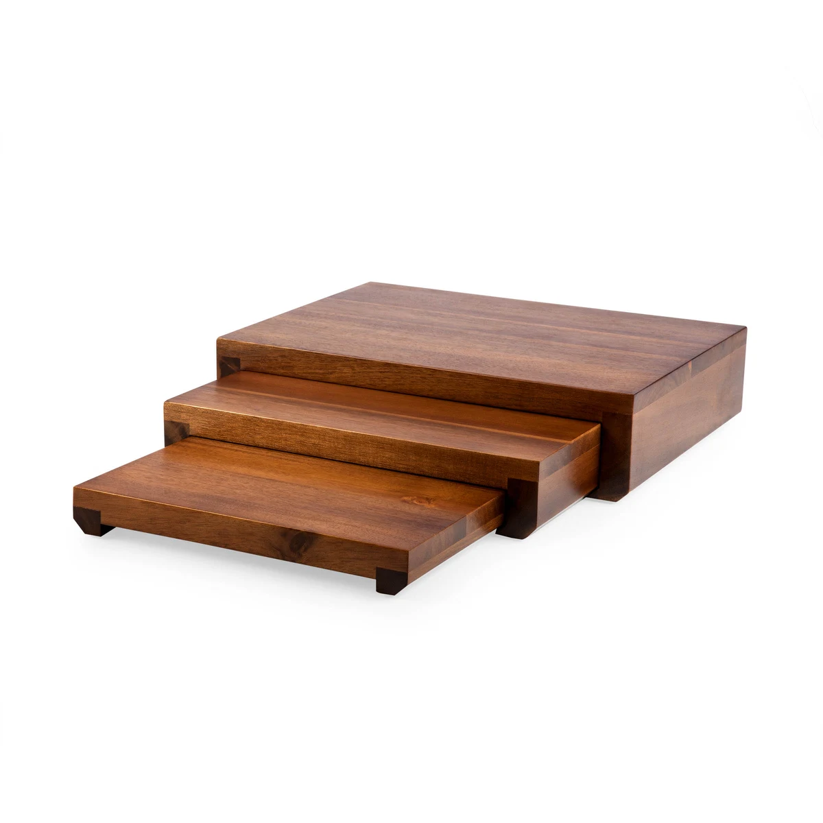 Etage Set Of 3 Acacia Serving Pedestals 1