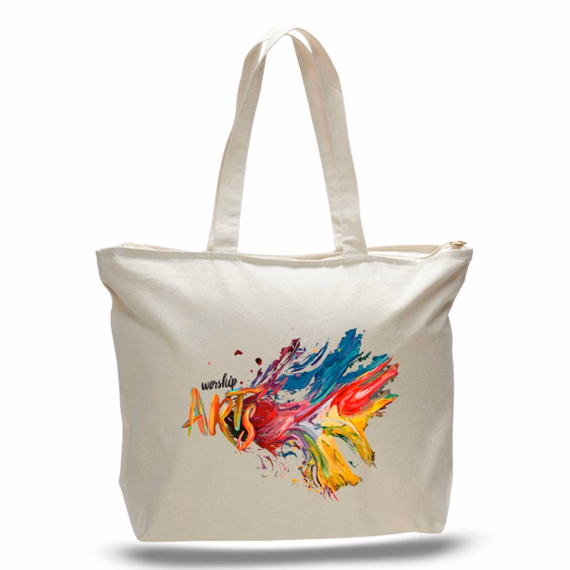 Zipper Tote Bag - Natural