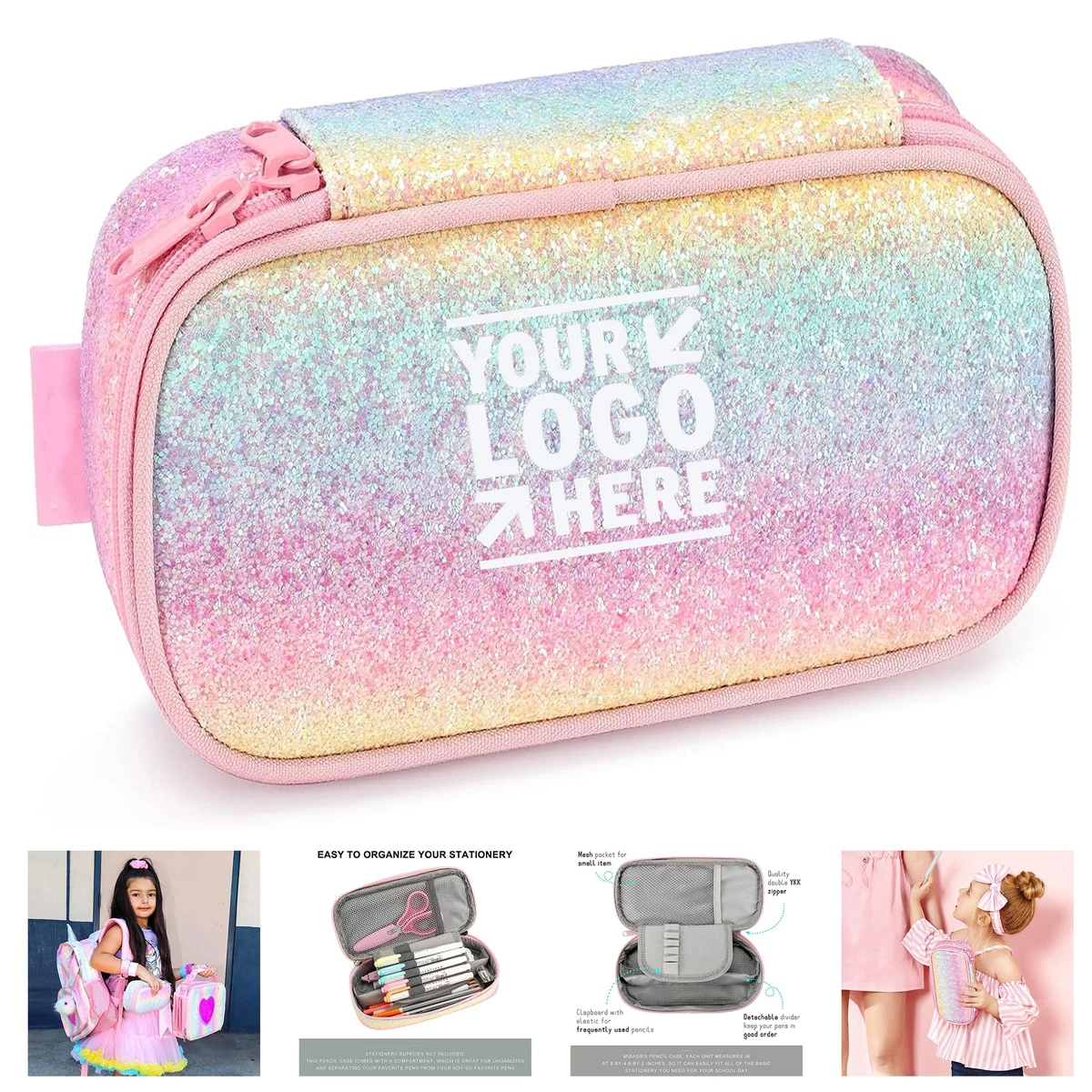 Kids Girls Boys Pencil Case Pouch Soft Rainbow Pen Box 1