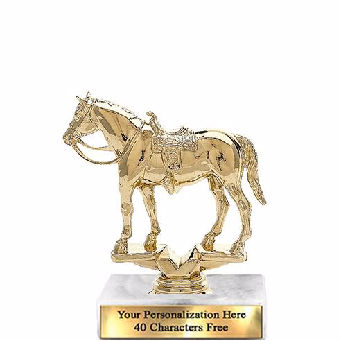 Trophy: 7", 2x3 white marble base, Western Horse G