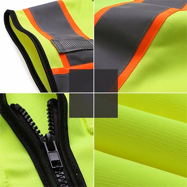 Highlight Reflective Strips Safety Vest Pocket Zipper