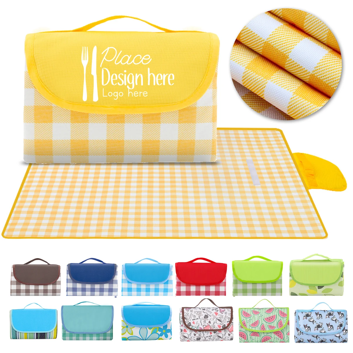 Portable Checkered Picnic Mat ?C 60"x40" 1