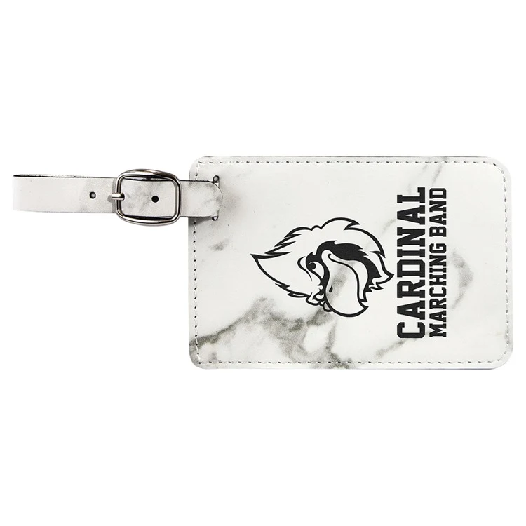4 1/4" x 2 3/4" White Marble Leatherette Luggage Tag 1