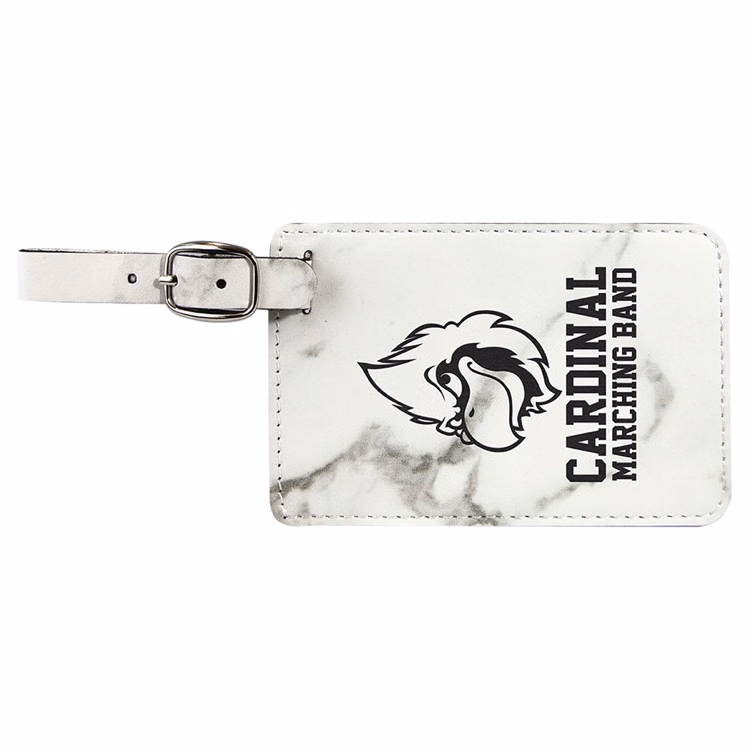 4 1/4" x 2 3/4" White Marble Leatherette Luggage Tag