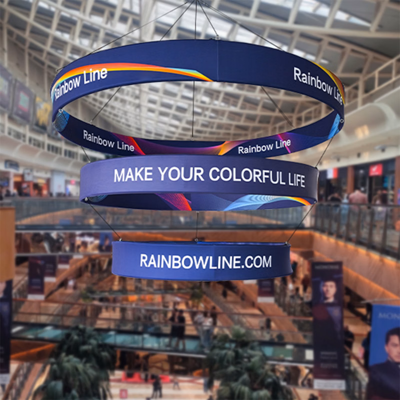 Skytube Tiered Circle Hanging Banners (8' x 5) Single Sided - Graphic & Hardware Combo