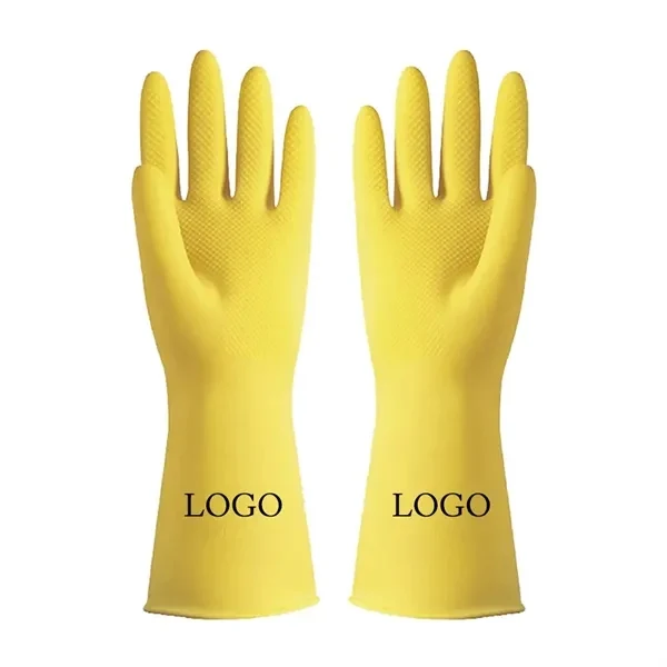 Custom Rubber Cleaning Gloves with Fish-Scale Grip — Protective Work Promo Item 1