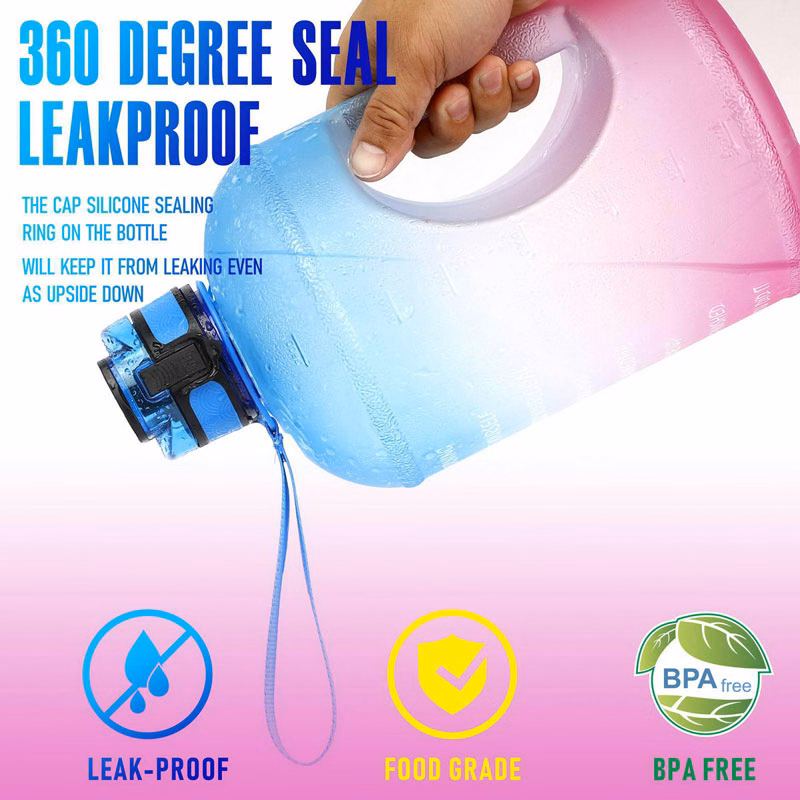 Large Capacity 1 Gallon Motivational Fitness Water Bottle w/Straw