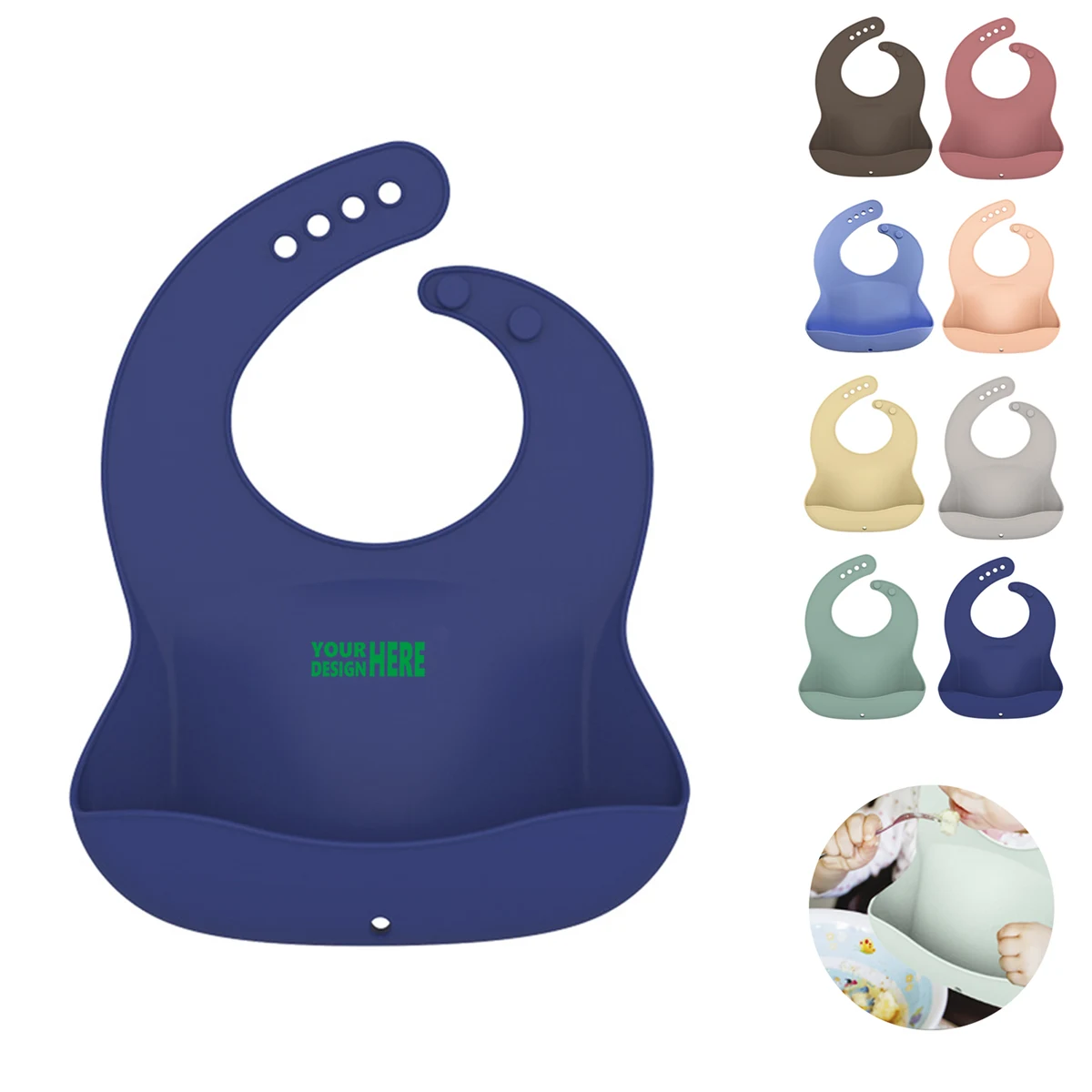 Food-Grade Silicone Baby Bibs - Adjustable Neck, Easy Clean 1