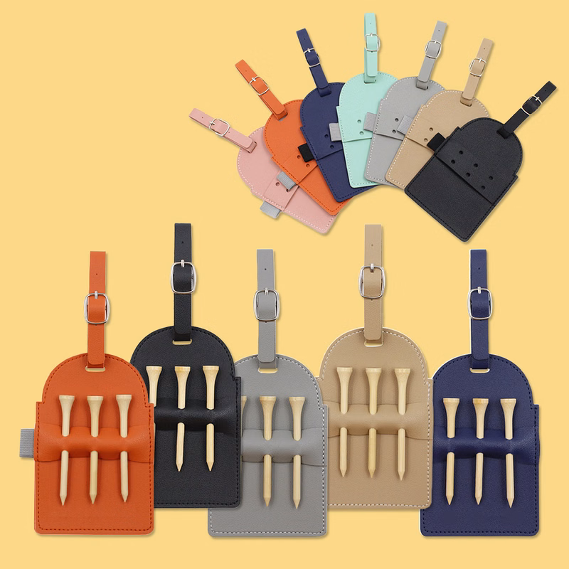 Portable Vegan Leather Golf Tee Bag Holder
