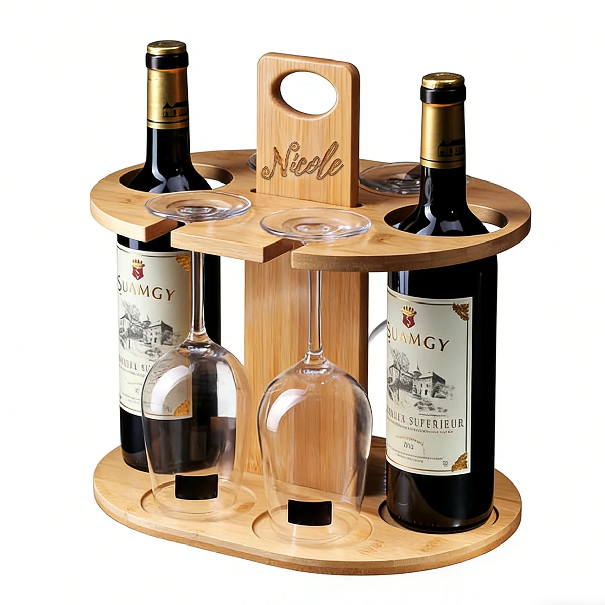 Bamboo Wine Glass Rack 1