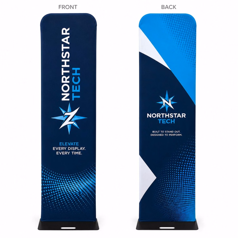 24 Hr Express Ship - 2'W x 90"H EuroFit Tension Fabric Banner with Steel Base, Graphics Double Sided