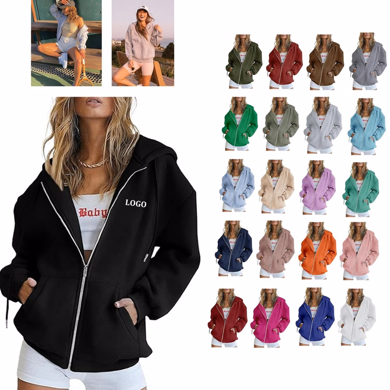 Casual Zip Up Long Sleeve Hoodie Jacket