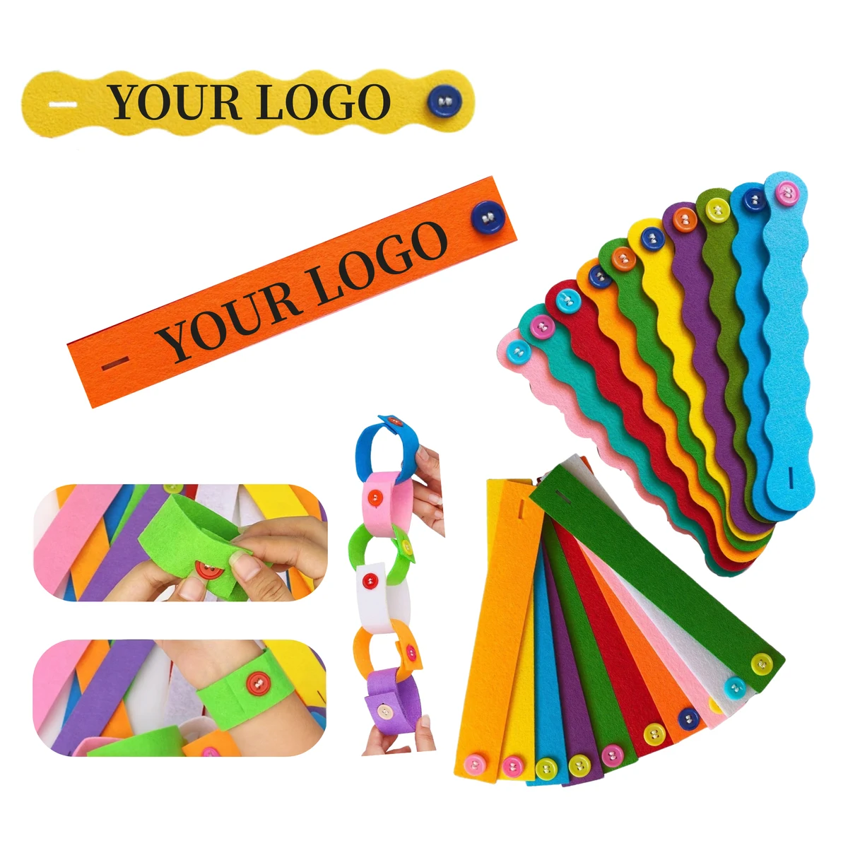 Kids Felt Button Bracelet 10-Pack Craft 1