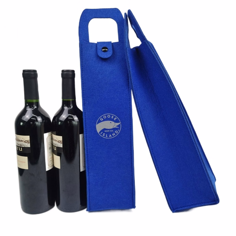 Polyester Felt Wine Glass Bottle Bag w/Handle